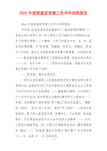 2025年度抓基层党建工作半年述职报告