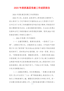 2025年度抓基层党建工作述职报告