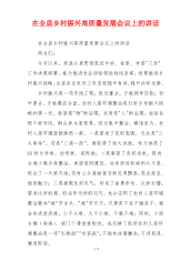 在全县乡村振兴高质量发展会议上的讲话