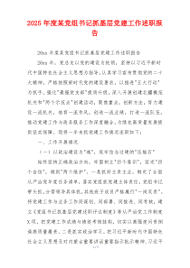 2025年度某党组书记抓基层党建工作述职报告
