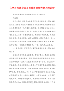 在全县创建全国文明城市动员大会上的讲话