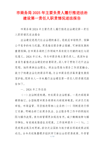 市商务局2025年主要负责人履行推进法治建设第一责任人职责情况述法报告