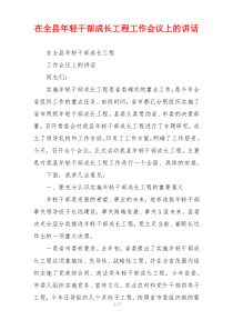 在全县年轻干部成长工程工作会议上的讲话