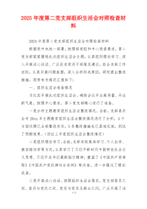 2025年度第二党支部组织生活会对照检查材料