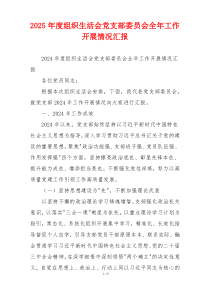 2025年度组织生活会党支部委员会全年工作开展情况汇报