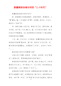 新疆阔纳协海尔村的“2.0时代”