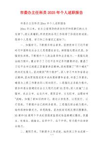 市委办主任科员2025年个人述职报告