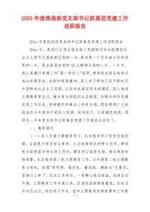 2025年度统战部党支部书记抓基层党建工作述职报告