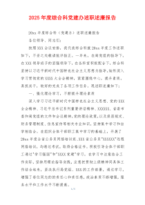 2025年度综合科党建办述职述廉报告