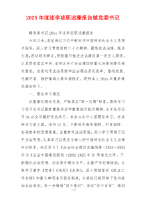 2025年度述学述职述廉报告镇党委书记