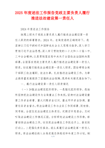 2025年度述法工作报告党政主要负责人履行推进法治建设第一责任人