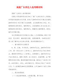 某副厂长岗位人选考察材料
