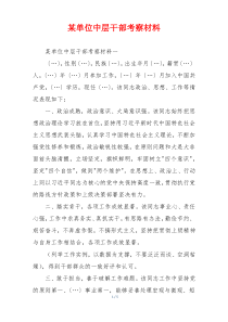 某单位中层干部考察材料