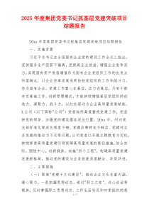 2025年度集团党委书记抓基层党建突破项目结题报告
