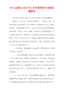 市工业园区2025年上半年领导班子述职述廉报告