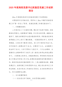 2025年度高校党委书记抓基层党建工作述职报告