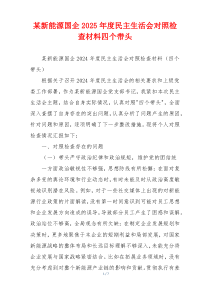 某新能源国企2025年度民主生活会对照检查材料四个带头