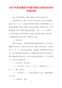 2025年抓党建促乡村振兴擂台比武活动具体实施方案