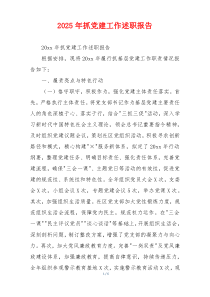 2025年抓党建工作述职报告