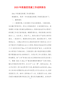 2025年抓基层党建工作述职报告