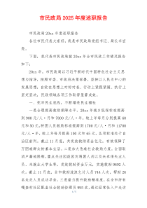 市民政局2025年度述职报告