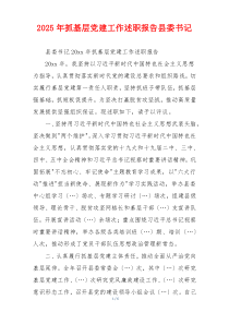 2025年抓基层党建工作述职报告县委书记