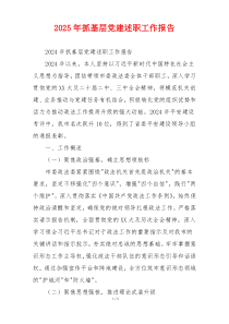 2025年抓基层党建述职工作报告