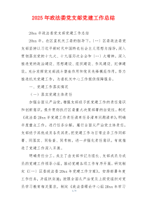 2025年政法委党支部党建工作总结