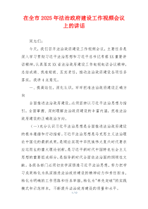 在全市2025年法治政府建设工作视频会议上的讲话