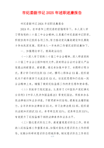 市纪委副书记2025年述职述廉报告