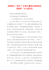 法院院长“郑州7.20特大暴雨灾害追责问责案件”中心组发言