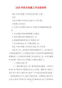 2025年机关党建工作总结材料