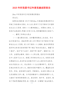 2025年村党委书记年度党建述职报告