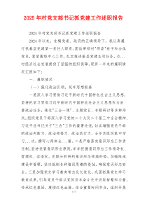 2025年村党支部书记抓党建工作述职报告