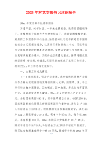 2025年村党支部书记述职报告