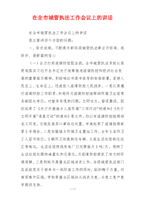 在全市城管执法工作会议上的讲话