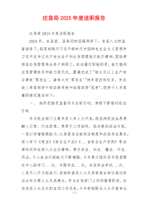 应急局2025年度述职报告