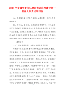 2025年某镇党委书记履行推进法治建设第一责任人职责述职报告