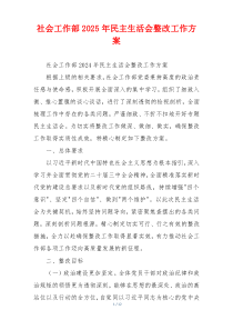 社会工作部2025年民主生活会整改工作方案