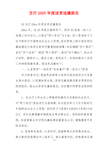 支行2025年度述责述廉报告