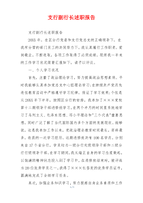 支行副行长述职报告