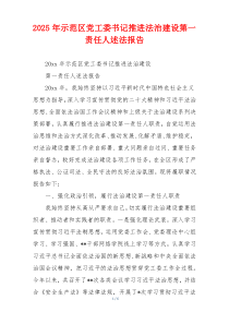 2025年示范区党工委书记推进法治建设第一责任人述法报告