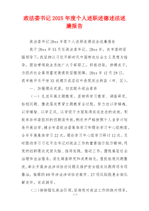 政法委书记2025年度个人述职述德述法述廉报告