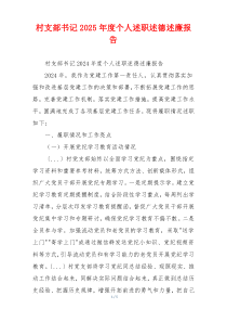 村支部书记2025年度个人述职述德述廉报告