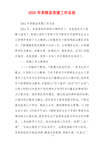 2025年茶陵县党建工作总结
