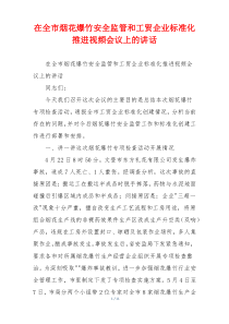 在全市烟花爆竹安全监管和工贸企业标准化推进视频会议上的讲话