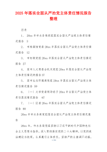 2025年落实全面从严治党主体责任情况报告整理