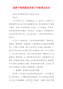 选派干部到基层任职工作座谈会发言