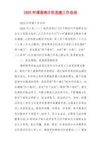 2025年调查统计队党建工作总结