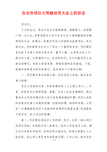 在全市项目大突破动员大会上的讲话